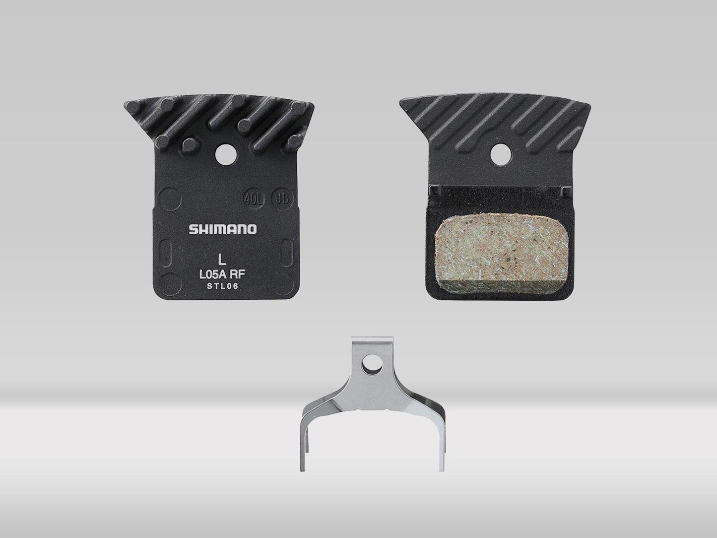 Shimano L05A-RF resinbromsbelägg med kylfläns inkl. fjäder — —