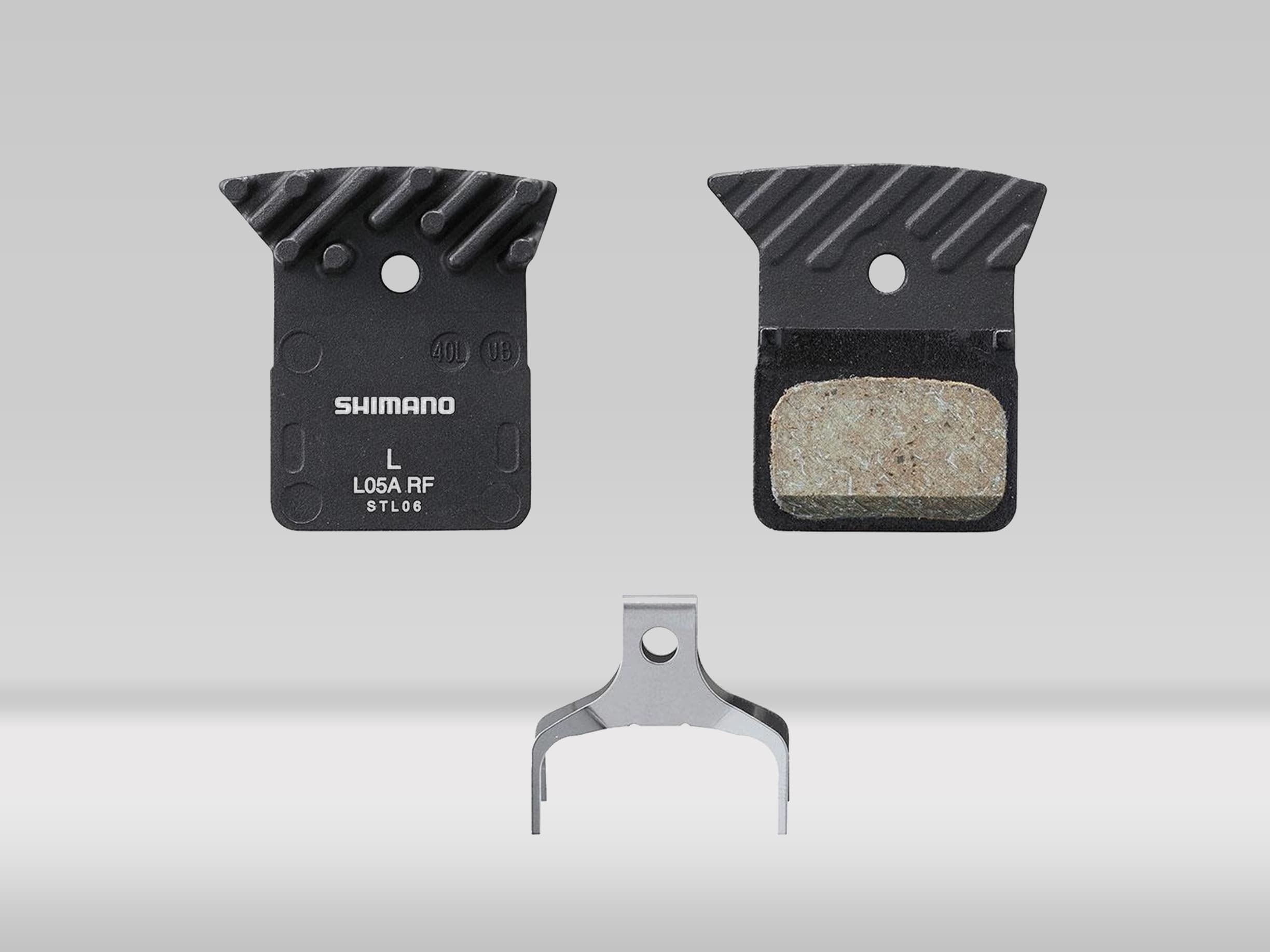Shimano L05A-RF resinbromsbelägg med kylfläns inkl. fjäder