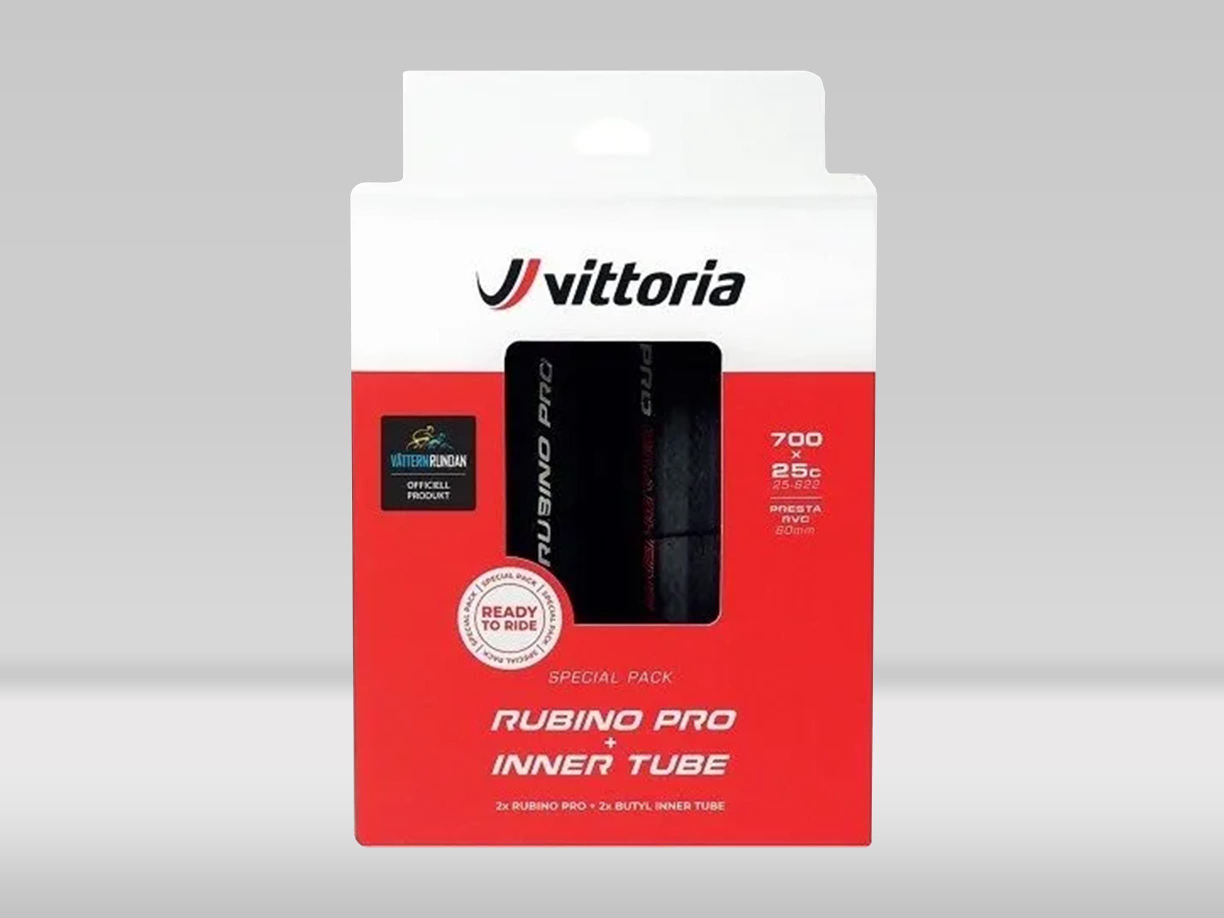 Däckpaket Vätternrundan Vittoria Rubino Pro G2.0 2-st Däck+Slang 28-622 svart